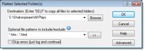 Flatten Folders control dialog