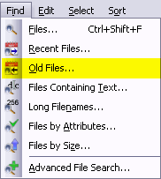 Menu item for finding old files